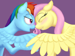 Size: 2317x1726 | Tagged: safe, artist:stillwaterspony, character:fluttershy, character:rainbow dash, species:pegasus, species:pony, ship:flutterdash, blushing, female, grin, lesbian, nuzzling, rough, shipping, smiling