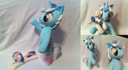 Size: 1804x996 | Tagged: safe, artist:planetplush, character:bon bon, character:lyra heartstrings, character:sweetie drops, species:pony, beanie (plushie), clothing, irl, photo, plushie, socks