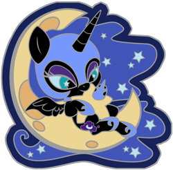 Size: 3276x3220 | Tagged: source needed, safe, artist:jadedjynx, character:nightmare moon, character:princess luna, species:pony, adorkable, chibi, cute, dork, female, filly, jewelry, mare, moon, moonabetes, nightmare woon, nom, solo, starry eyes, stars, tangible heavenly object, wingding eyes