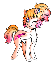 Size: 821x983 | Tagged: safe, artist:cinnamonsparx, oc, oc only, oc:soft melody, species:pegasus, species:pony, colored wings, female, mare, multicolored wings, one eye closed, simple background, solo, transparent background, wink