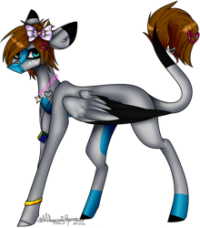 Size: 536x610 | Tagged: safe, artist:ohflaming-rainbow, oc, oc only, oc:crazy smile, species:pegasus, species:pony, bow, female, mare, simple background, solo, transparent background
