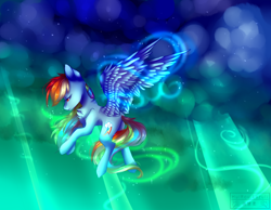 Size: 3600x2800 | Tagged: safe, artist:huirou, character:rainbow dash, species:pegasus, species:pony, cloud, female, flying, mare, multicolored hair, solo