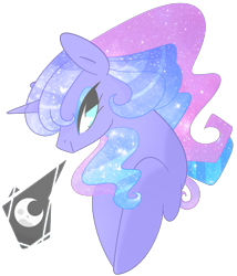 Size: 1098x1280 | Tagged: safe, artist:euphoriapony, character:princess luna, species:pony, female, galaxy mane, lidded eyes, mare, simple background, solo, transparent background