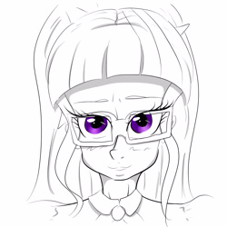Size: 3000x3000 | Tagged: safe, artist:albertbm, character:twilight sparkle, character:twilight sparkle (scitwi), species:eqg human, my little pony:equestria girls, female, glasses, sketch, solo
