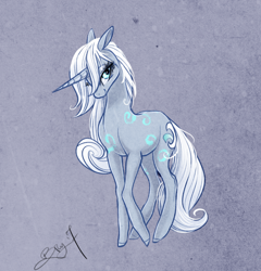 Size: 920x959 | Tagged: safe, artist:opalacorn, oc, oc only, oc:moonbow, species:pony, species:unicorn, body markings, cloven hooves, cute, female, gray background, mare, simple background, solo, swirly markings