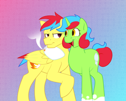 Size: 1500x1200 | Tagged: safe, artist:timidwithapen, oc, oc only, oc:blazing hooves, oc:emerald cook, cigarette, siblings, smoking, trans female, transgender