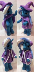 Size: 1024x2114 | Tagged: safe, artist:agatrix, character:trixie, species:pony, anthro plushie, bipedal, cape, clothing, hat, irl, photo, plushie, solo, trixie's cape, trixie's hat, winter