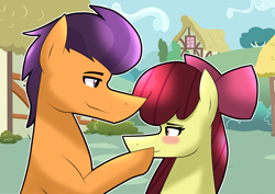 Size: 3120x2203 | Tagged: safe, artist:sapphireartemis, character:apple bloom, character:tender taps, ship:tenderbloom, female, male, shipping, straight