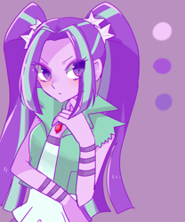 Size: 1200x1441 | Tagged: safe, artist:kkmrarar, character:aria blaze, equestria girls:rainbow rocks, g4, my little pony: equestria girls, my little pony:equestria girls, clothing, female, looking at you, purple background, simple background, solo