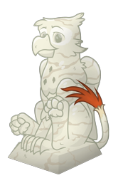 Size: 1249x1800 | Tagged: safe, artist:icaron, oc, oc only, oc:arvid, species:griffon, 2018 community collab, derpibooru community collaboration, happy, inanimate tf, male, paws, petrification, plinth, show accurate, simple background, solo, statue, transformation, transparent background, underpaw