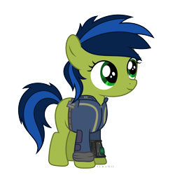 Size: 6000x6000 | Tagged: safe, artist:suramii, oc, oc only, oc:scotch tape, fallout equestria, fallout equestria: project horizons, absurd resolution, clothing, female, filly, pipbuck, simple background, solo, transparent background, vector