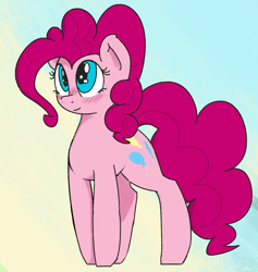 Size: 1150x1211 | Tagged: safe, artist:mang, character:pinkie pie, species:earth pony, species:pony, blushing, female, mare, simple background, solo
