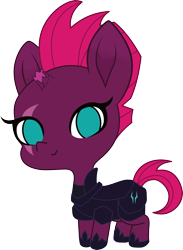 Size: 1658x2263 | Tagged: safe, artist:sonofaskywalker, artist:xpyxisx, character:tempest shadow, species:pony, species:unicorn, my little pony: the movie (2017), armor, broken horn, chibi, cute, eye scar, female, mare, scar, simple background, solo, tempestbetes, transparent background
