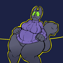 Size: 582x582 | Tagged: safe, artist:mangneto, character:rover, species:anthro, species:diamond dog, chubby, clothing, fat, femrover, rule 63, sweater