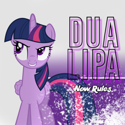 Size: 800x800 | Tagged: safe, artist:penguinsn1fan, artist:rolin11, character:twilight sparkle, character:twilight sparkle (alicorn), species:alicorn, species:pony, cover, dua lipa, female, new rules, parody, solo
