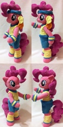 Size: 1024x2070 | Tagged: safe, artist:agatrix, character:pinkie pie, species:anthro, anthro plushie, female, headband, irl, leg warmers, photo, plushie, solo, workout outfit, wristband