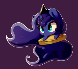 Size: 1688x1500 | Tagged: safe, artist:bloodatius, character:princess luna, species:alicorn, species:pony, chibi, coin, cute, female, lunabetes, mare, smiling, solo