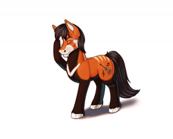 Size: 1800x1440 | Tagged: safe, artist:wwredgrave, oc, oc:baidan, species:earth pony, species:pony, facehoof, guitar, male, ponified, red panda, solo, stallion