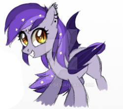 Size: 600x535 | Tagged: safe, artist:sugguk, oc, oc only, oc:succus bling, species:bat pony, species:pony, colored sketch, female, mare, sketch, solo, watermark
