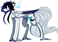 Size: 1005x726 | Tagged: safe, artist:ohflaming-rainbow, oc, oc only, oc:cyan crystal, species:pegasus, species:pony, colored wings, female, mare, multicolored wings, simple background, solo, transparent background