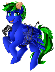 Size: 1024x1323 | Tagged: safe, artist:sk-ree, oc, oc only, oc:circuit breaker, species:pegasus, species:pony, controller, joystick, male, simple background, solo, stallion, transparent background, watermark