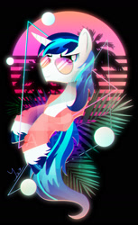 Size: 1024x1676 | Tagged: safe, artist:ii-art, character:shining armor, species:pony, species:unicorn, chromatic aberration, male, smiling, solo, stallion, sunglasses, synthwave, vaporwave