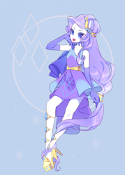 Size: 1200x1680 | Tagged: safe, artist:kkmrarar, character:rarity, equestria girls:forgotten friendship, g4, my little pony: equestria girls, my little pony:equestria girls, clothing, cute, cutie mark background, dress, evening gloves, fabulous, female, gloves, high heels, jewelry, long gloves, looking at you, ponied up, pony ears, raribetes, shoes, skirt, tiara