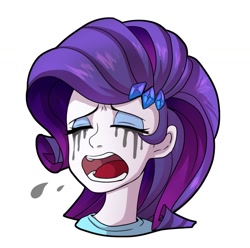 Size: 1057x1048 | Tagged: safe, artist:hosikawa, character:rarity, species:human, my little pony:equestria girls, crying, female, hairpin, makeup, marshmelodrama, mascarity, running makeup, simple background, solo, white background