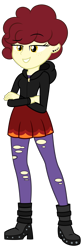Size: 3125x9375 | Tagged: safe, artist:besttubahorse, oc, oc only, oc:chimie changa, my little pony:equestria girls, absurd resolution, boots, clothing, ear piercing, equestria girls-ified, female, freckles, high heel boots, hoodie, pantyhose, piercing, ripped pantyhose, shoes, simple background, skirt, solo, torn clothes, transparent background, vector