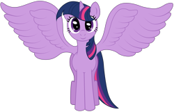 Size: 3405x2187 | Tagged: safe, artist:mfg637, character:twilight sparkle, character:twilight sparkle (alicorn), species:alicorn, species:pony, .svg available, big wings, female, front view, looking at you, simple background, solo, spread wings, svg, transparent background, vector, wings