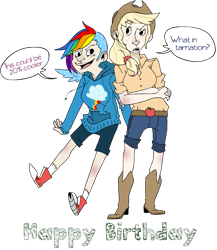 Size: 537x620 | Tagged: safe, artist:stevetwisp, character:applejack, character:rainbow dash, converse, humanized, shoes, winged humanization