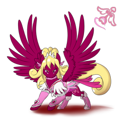 Size: 1200x1202 | Tagged: safe, artist:kourabiedes, species:pegasus, species:pony, cure heart, glitter force doki doki, ponified, pretty cure, simple background, solo, transparent background