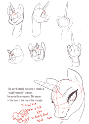 Size: 1800x2500 | Tagged: safe, artist:candasaurus, species:pony, horn, sketch, tutorial