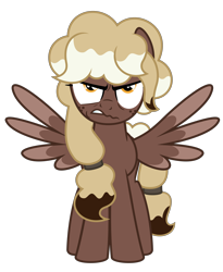 Size: 4500x5500 | Tagged: safe, artist:besttubahorse, oc, oc only, oc:sweet mocha, species:pegasus, species:pony, .svg available, absurd resolution, angry, female, freckles, front view, scowl, simple background, solo, spread wings, standing, svg, transparent background, vector, wings