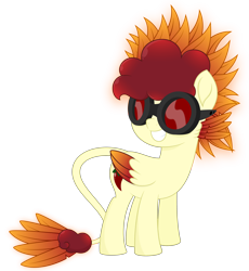 Size: 3500x3800 | Tagged: safe, artist:besttubahorse, oc, oc only, oc:chimie changa, my little pony: the movie (2017), .svg available, female, glow, goggles, high res, hybrid, movie accurate, pegaphoenix, simple background, smiling, solo, svg, transparent background, vector