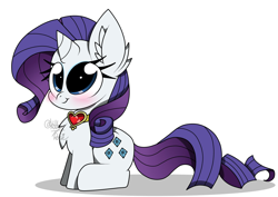 Size: 2048x1448 | Tagged: safe, artist:kittyrosie, character:rarity, species:pony, species:unicorn, chest fluff, chibi, ear fluff, female, fire ruby, jewelry, looking at you, mare, necklace, simple background, solo, white background