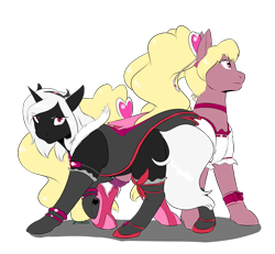 Size: 1200x1111 | Tagged: safe, artist:kourabiedes, species:earth pony, species:pony, species:unicorn, cure peach, eas (precure), female, fresh precure, ponified, pretty cure, simple background, transparent background