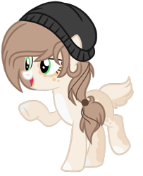 Size: 1024x1260 | Tagged: safe, artist:bezziie, base used, oc, oc:hazelnut espresso, species:pony, beanie, clothing, deer tail, female, hat, mare, simple background, solo, transparent background