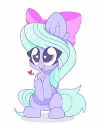 Size: 3065x3767 | Tagged: safe, artist:kittyrosie, character:flitter, species:pegasus, species:pony, blush sticker, blushing, bow, cute, female, flitterbetes, heart eyes, looking at you, mare, simple background, solo, white background, wingding eyes