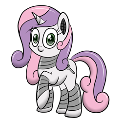 Size: 800x800 | Tagged: safe, artist:scramjet747, character:sweetie belle, species:pony, species:unicorn, sweetie bot, cutie mark, female, future sweetie bot, hooves, horn, looking at you, mare, older, raised hoof, request, robot, simple background, solo, white background