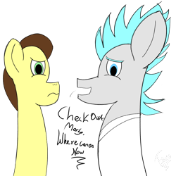 Size: 768x768 | Tagged: safe, artist:wonderschwifty, derpibooru original, character:pony morty, character:pony rick, species:pony, episode:grannies gone wild, g4, my little pony: friendship is magic, grammar error, ponified, rick and morty, rick sanchez, simple background, text, transparent background