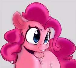Size: 3000x2677 | Tagged: safe, artist:tre, character:pinkie pie, species:earth pony, species:pony, g4, cute, diapinkes, female, gray background, looking at you, mare, simple background, solo, three quarter view