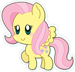 Size: 2000x1907 | Tagged: safe, artist:doctor-g, character:fluttershy, blushing, chibi, cute, female, shyabetes, simple background, smiling, solo, transparent background, white outline