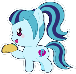 Size: 2000x1963 | Tagged: safe, artist:doctor-g, character:sonata dusk, species:earth pony, species:pony, chibi, cute, female, food, mare, simple background, solo, sonatabetes, sonataco, taco, transparent background