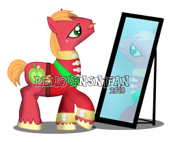 Size: 1200x1000 | Tagged: safe, artist:penguinsn1fan, character:big mcintosh, species:pony, clothing, facial hair, male, mirror, moustache, simple background, solo, transparent background, watermark, wedding suit