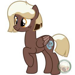 Size: 3000x3000 | Tagged: safe, artist:besttubahorse, oc, oc:sweet mocha, species:pegasus, species:pony, .svg available, alternate hairstyle, female, freckles, manecut, raised hoof, simple background, solo, svg, transparent background, vector, watermark