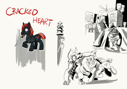 Size: 1024x725 | Tagged: safe, artist:lytlethelemur, oc, oc only, oc:cracked heart, oc:gimbal lock, oc:mutt, species:diamond dog, species:earth pony, species:pegasus, species:pony, cider, comic, knife, roleplaying is magic, scar, violence
