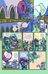 Size: 6600x10200 | Tagged: safe, artist:lytlethelemur, oc, oc only, oc:gimbal lock, oc:rally point, species:pony, comic:fly with me, absurd resolution, canterlot, comic, donut, food, implied donut joe, littlepartycomics, roleplaying is magic
