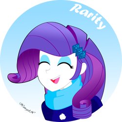 Size: 2000x2000 | Tagged: safe, artist:xan-gelx, character:rarity, my little pony:equestria girls, clothing, eyes closed, female, happy, open mouth, scarf, solo