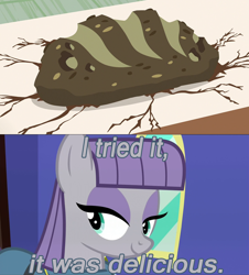 Size: 1022x1130 | Tagged: safe, artist:alphamonouryuuken, edit, edited screencap, screencap, character:maud pie, episode:maud pie, episode:the parent map, g4, my little pony: friendship is magic, ancient pony grain bread, bread, cracks, cute, female, food, maudabetes, smiling, solo, store, when she smiles